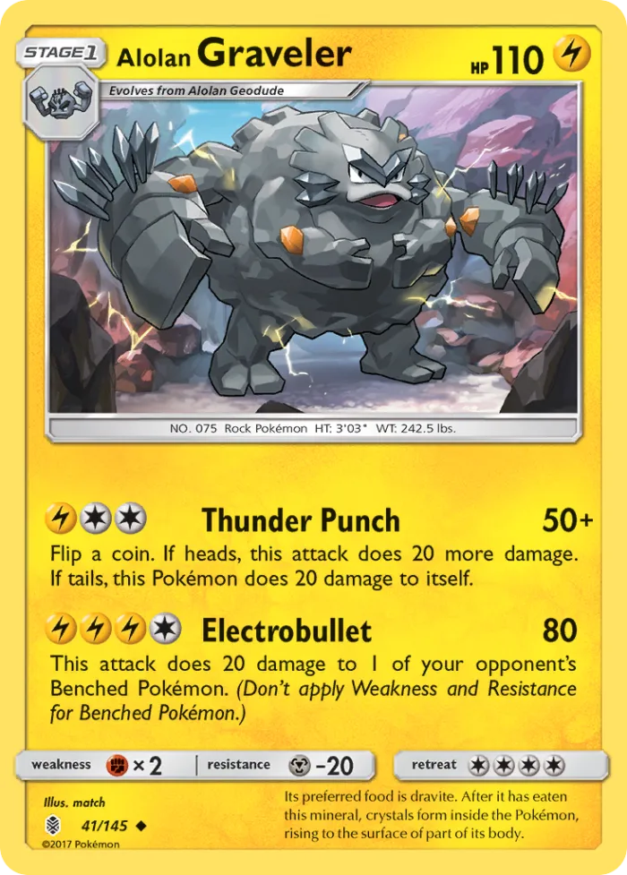 Alolan Graveler #41 Guardians Rising Pokemon card