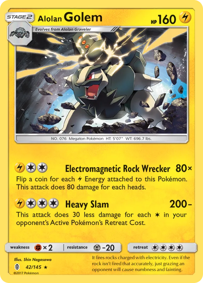 Alolan Golem #42 Guardians Rising Pokemon card