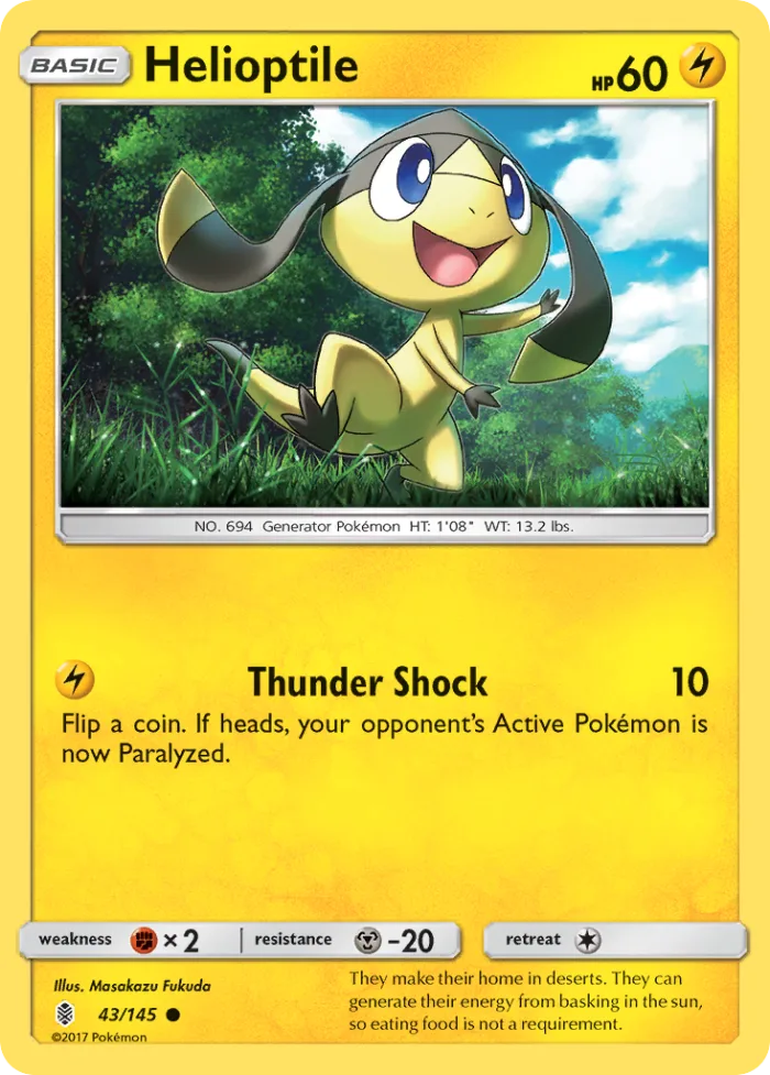 Helioptile #43 Guardians Rising Pokemon card