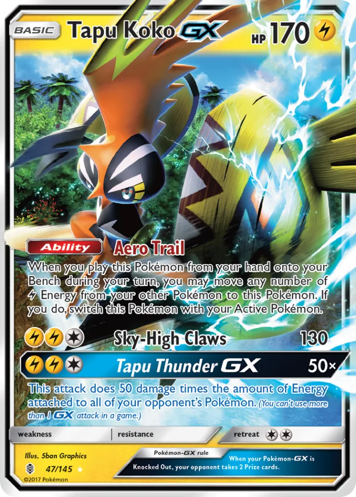 Tapu Koko-GX #47 Guardians Rising Pokemon card
