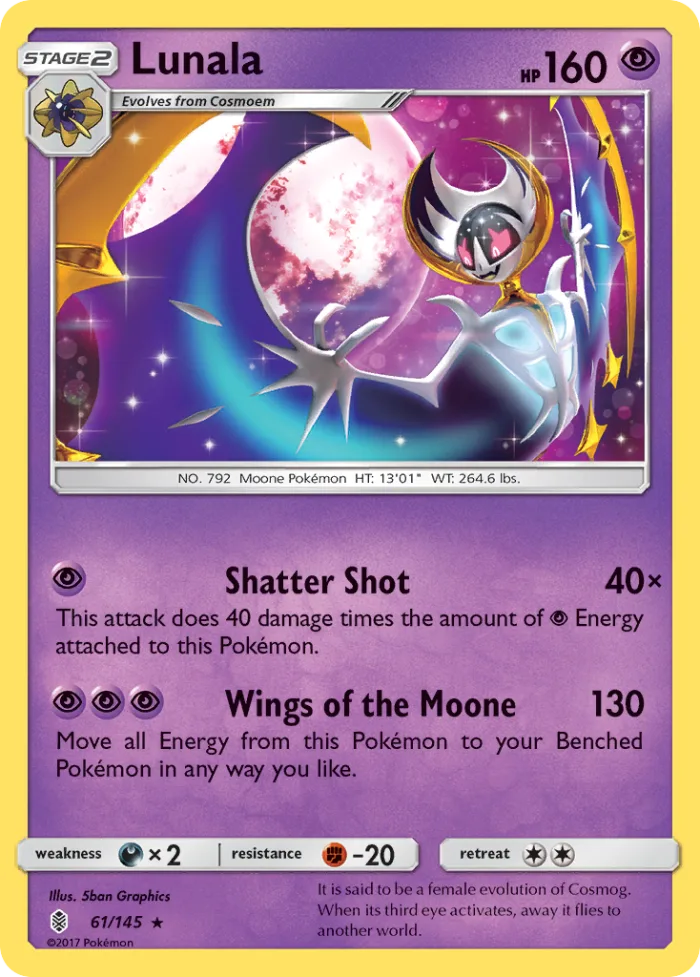 Lunala #61 Guardians Rising Pokemon card