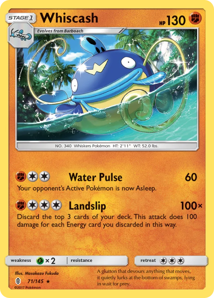 Whiscash #71 Guardians Rising Pokemon card