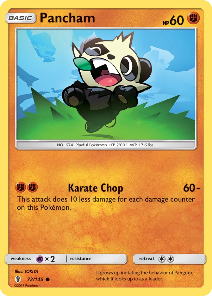 Pancham #72 Guardians Rising Pokemon card