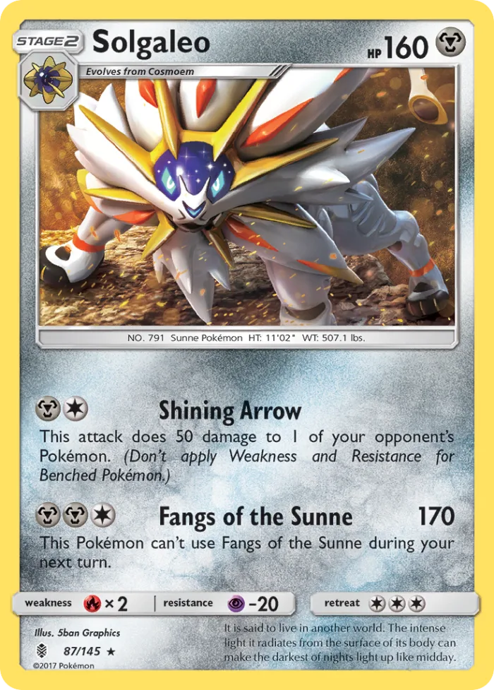 Solgaleo #87 Guardians Rising Pokemon card