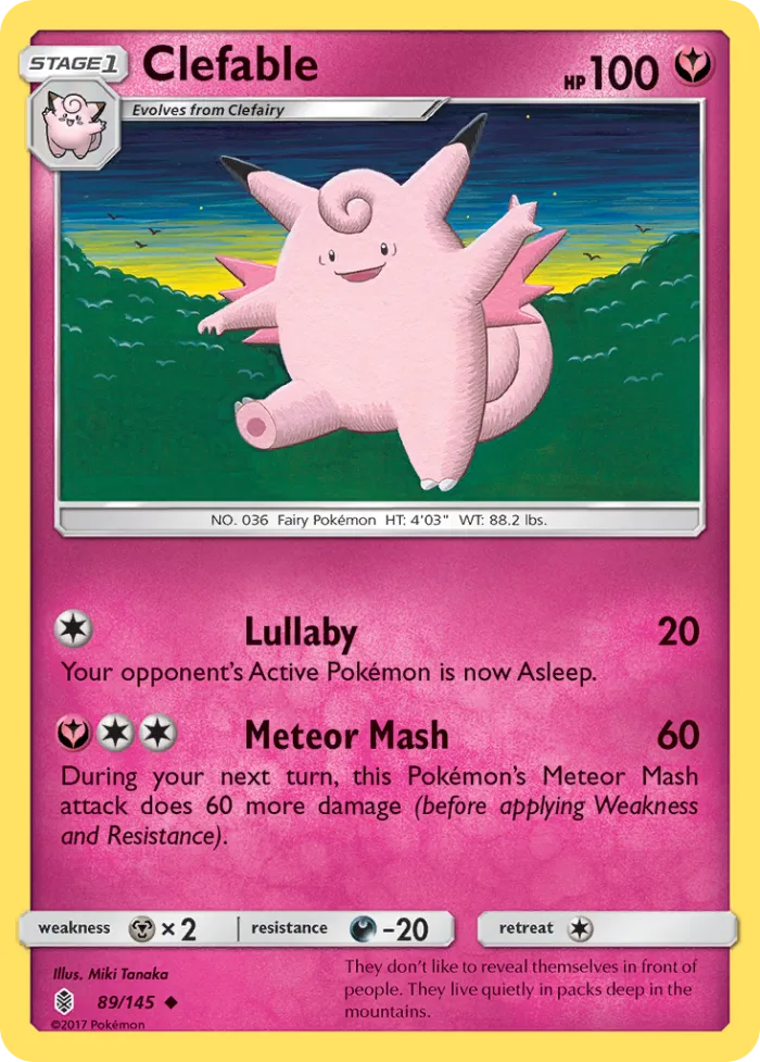 Clefable #89 Guardians Rising Pokemon card