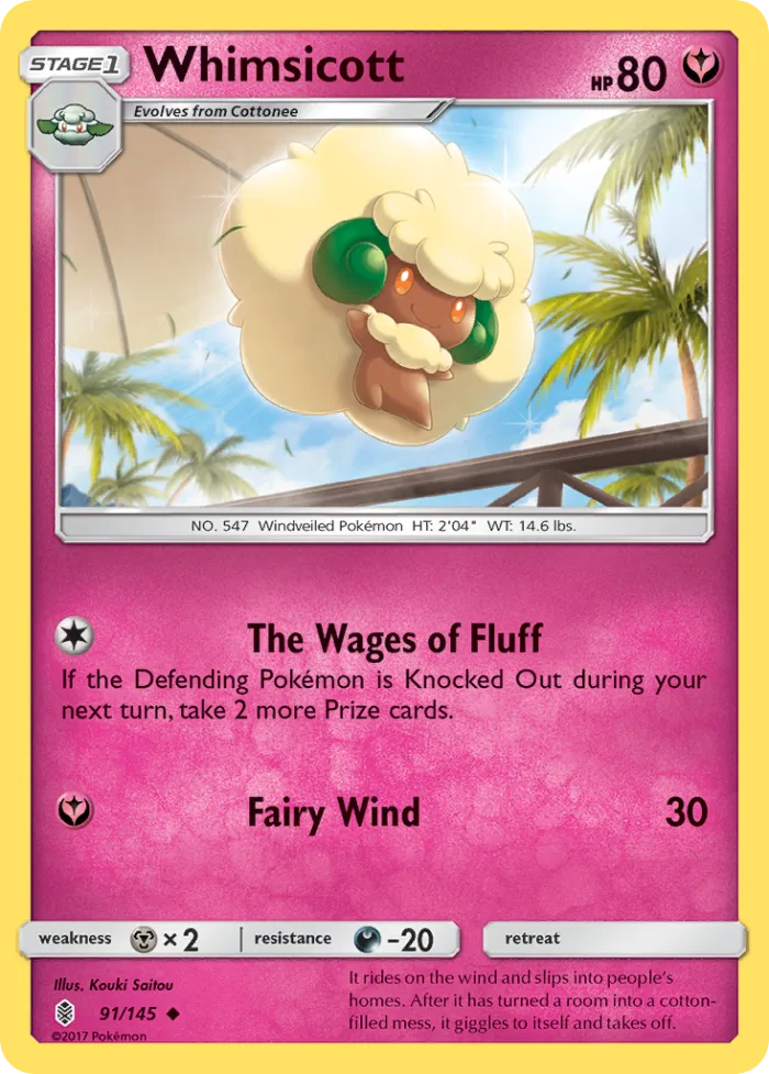Whimsicott #91 Guardians Rising Pokemon card