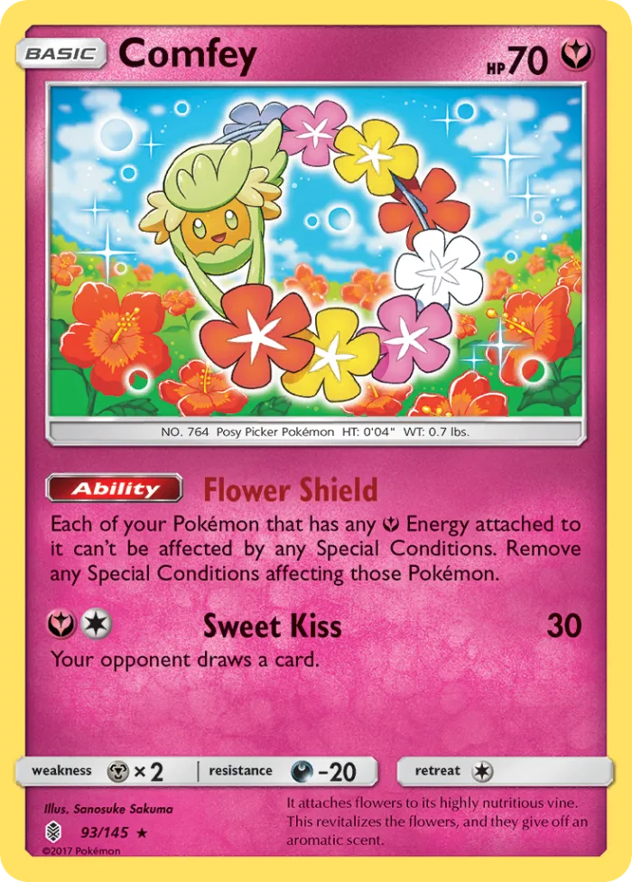 Comfey #93 Guardians Rising Pokemon card