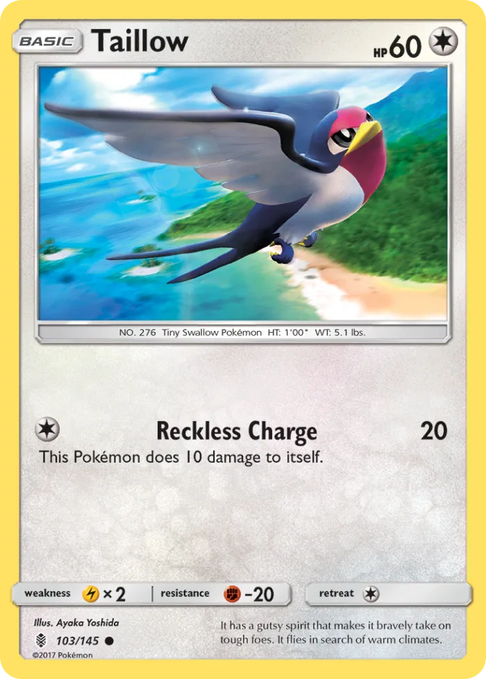 Taillow #103 Guardians Rising Pokemon card