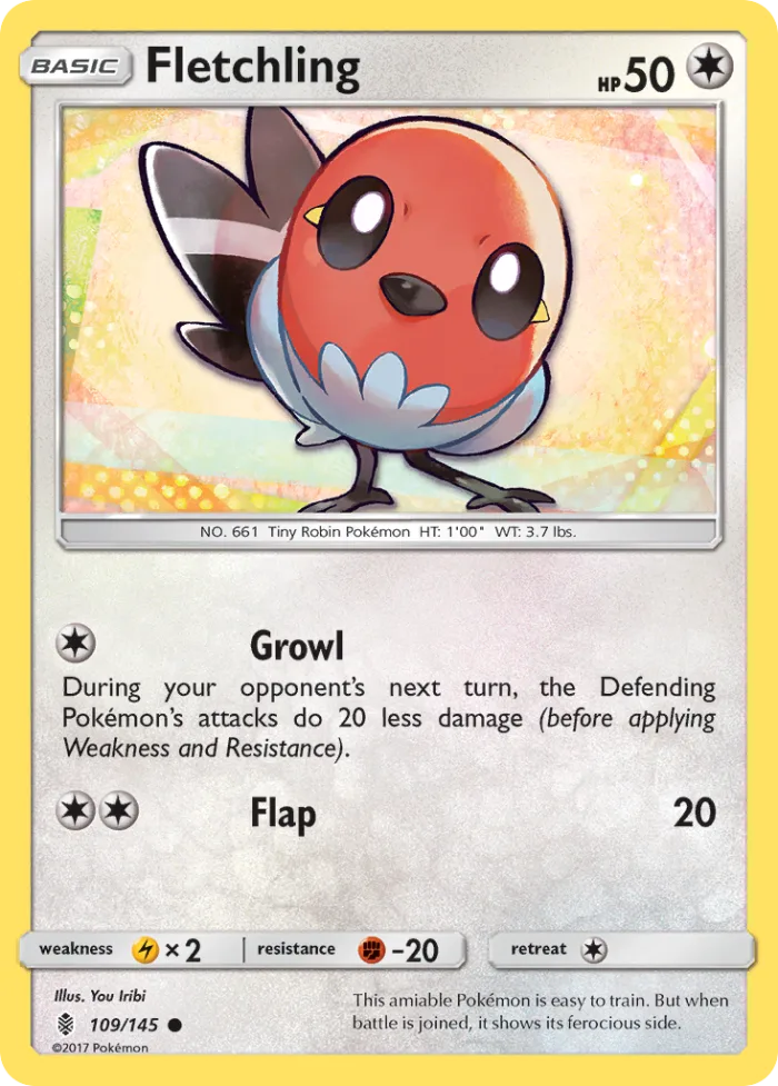 Fletchling #109 Guardians Rising Pokemon card