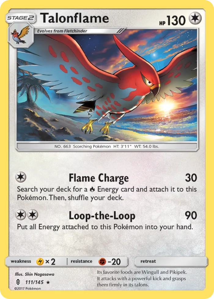 Talonflame #111 Guardians Rising Pokemon card