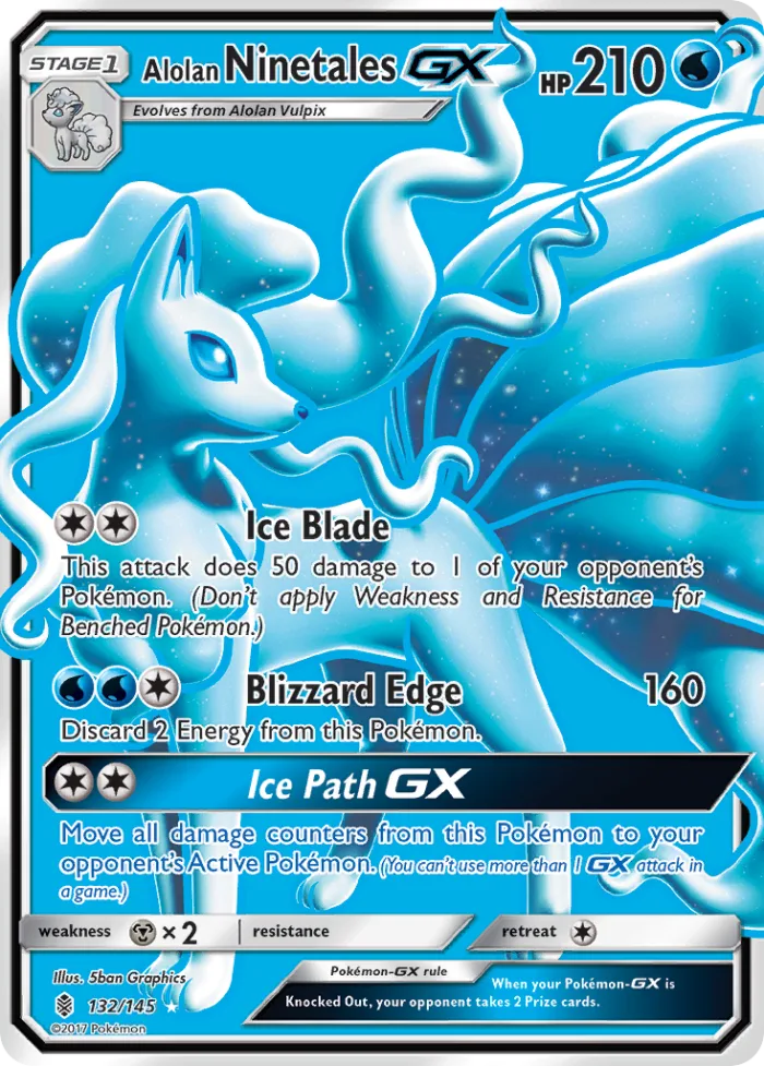 Alolan Ninetales-GX #132 Guardians Rising Pokemon card