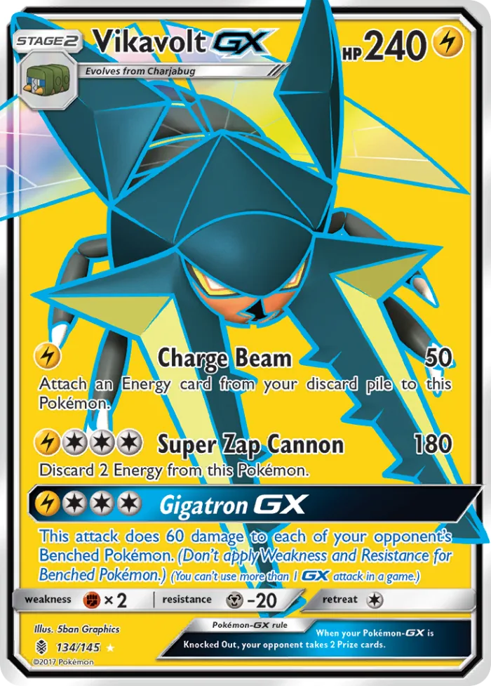 Vikavolt-GX #134 Guardians Rising Pokemon card
