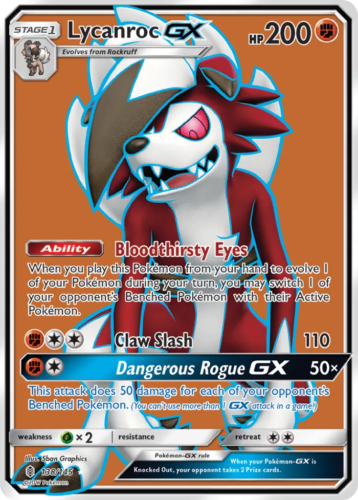 Lycanroc-GX #138 Guardians Rising Pokemon card