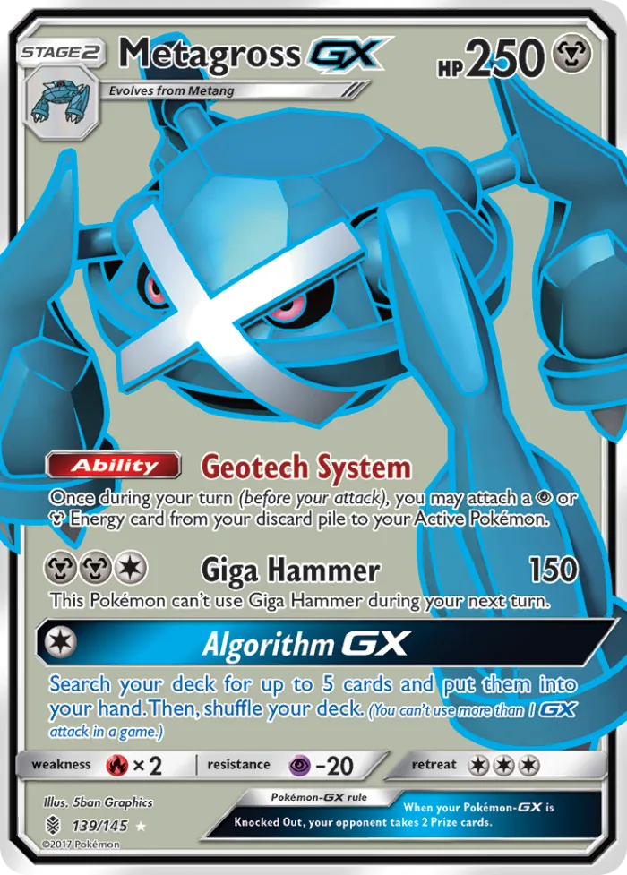 Metagross-GX #139 Guardians Rising Pokemon card