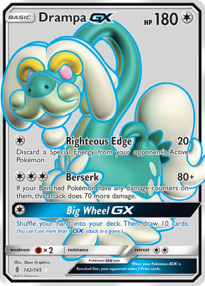 Drampa-GX #142 Guardians Rising Pokemon card