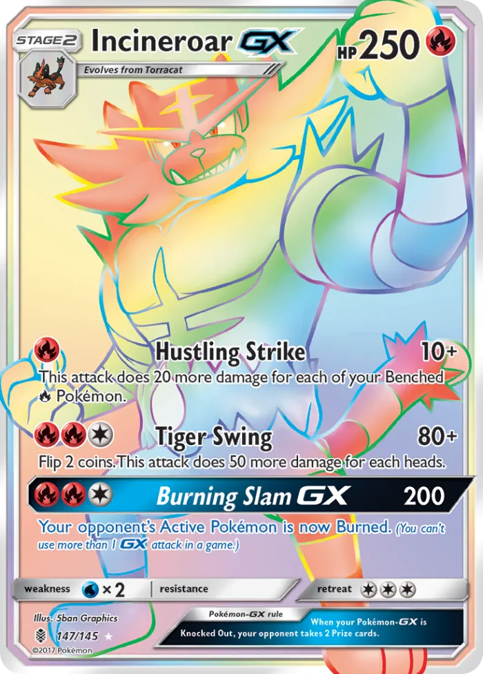 Incineroar-GX #147 Guardians Rising Pokemon card