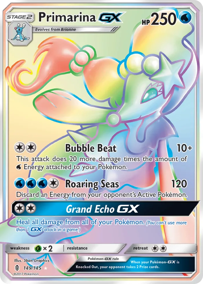 Primarina-GX #149 Guardians Rising Pokemon card