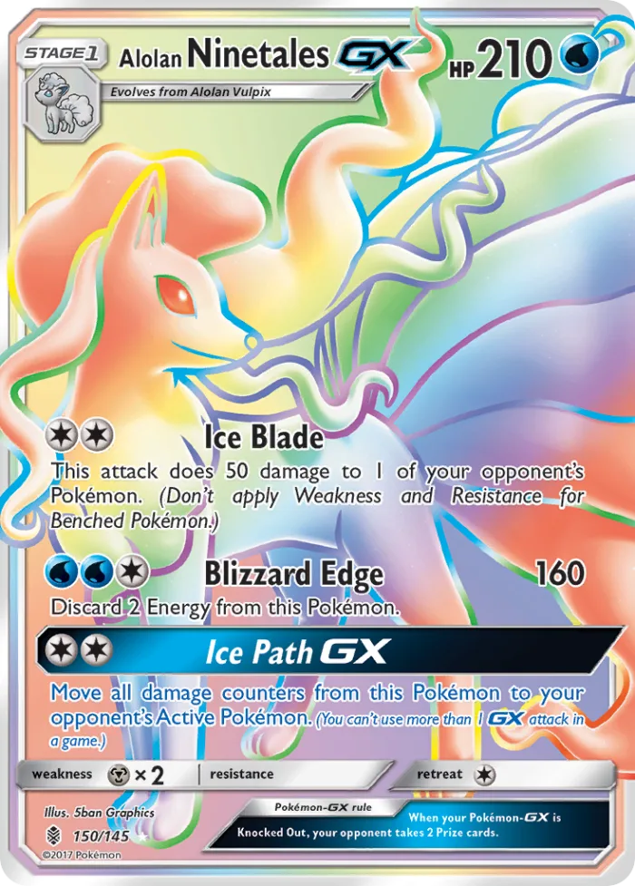 Alolan Ninetales-GX #150 Guardians Rising Pokemon card