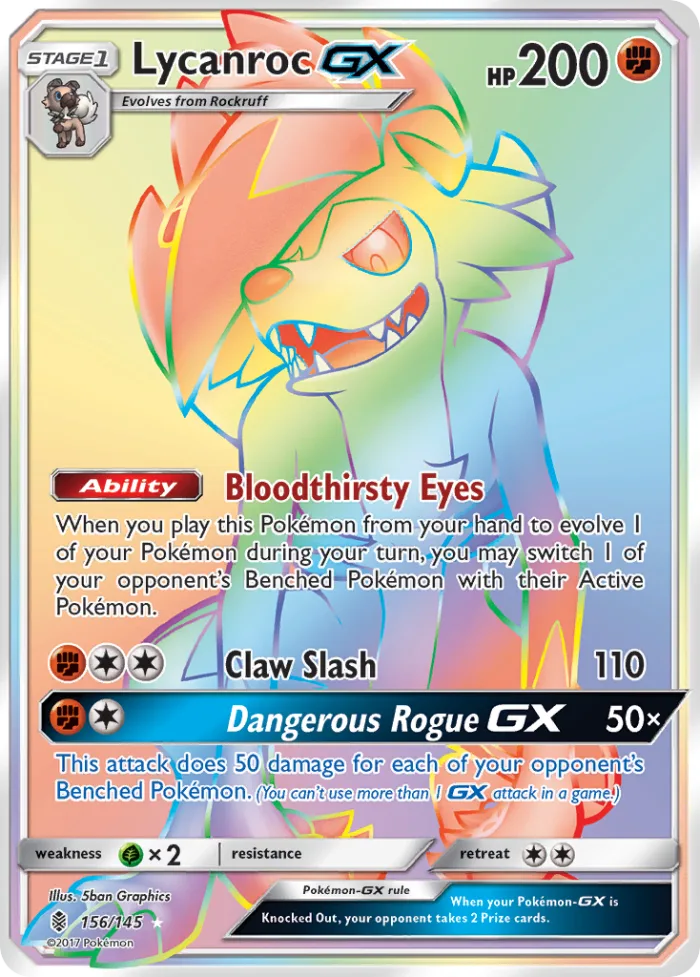 Lycanroc-GX #156 Guardians Rising Pokemon card