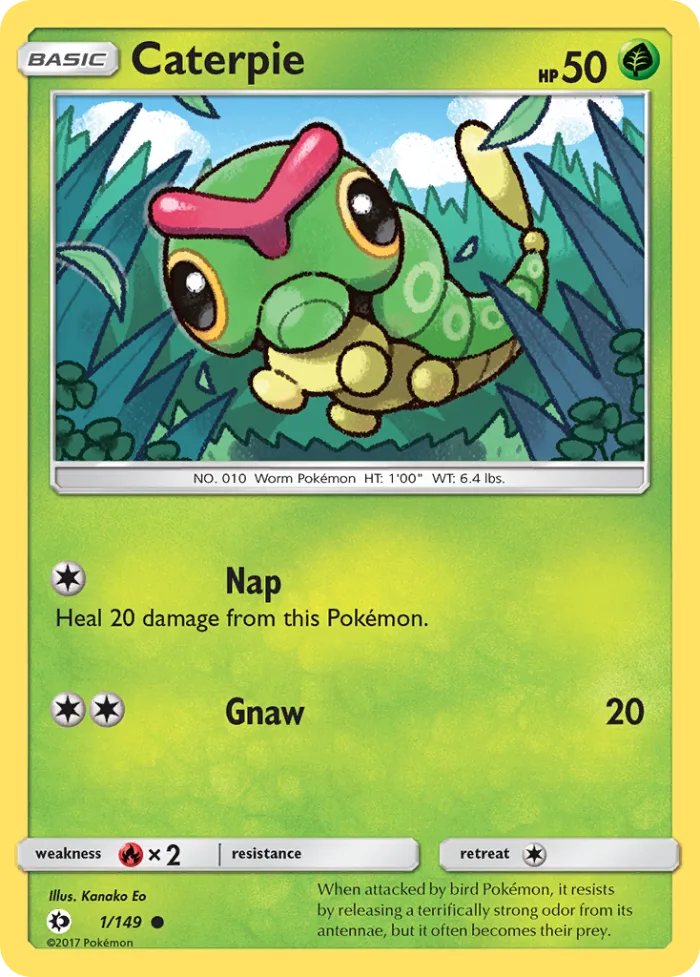 Caterpie #1 Sun & Moon Pokemon card