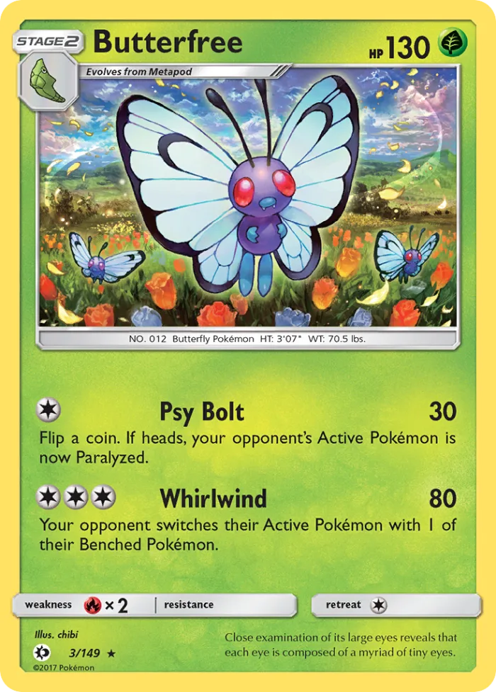 Butterfree #3 Sun & Moon Pokemon card