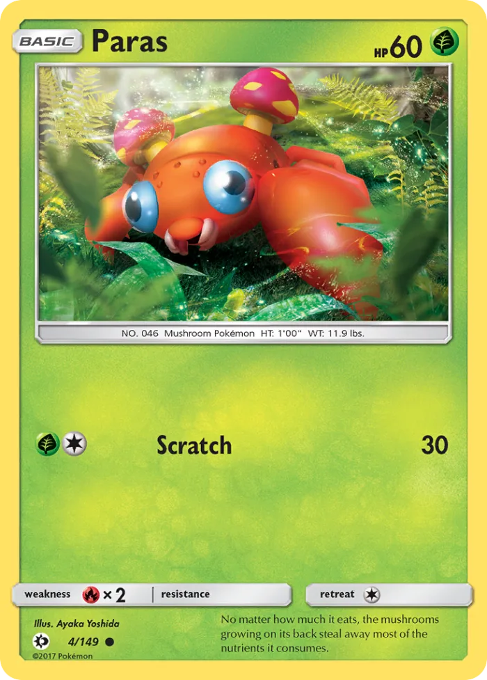 Paras #4 Sun & Moon Pokemon card