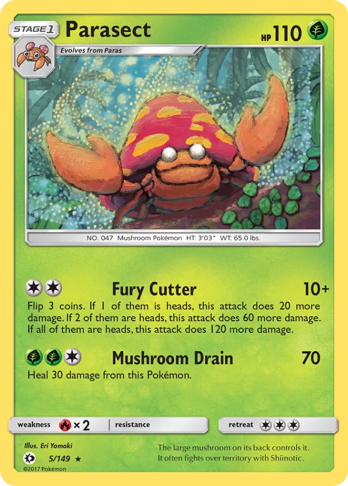 Parasect #5 Sun & Moon Pokemon card