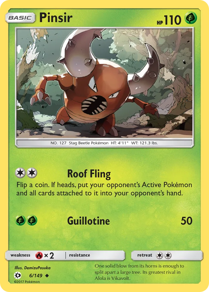 Pinsir #6 Sun & Moon Pokemon card