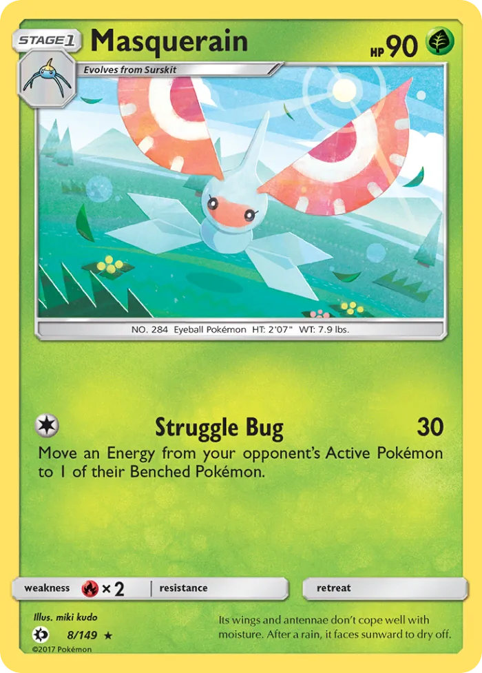 Masquerain #8 Sun & Moon Pokemon card