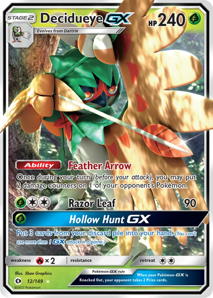 Decidueye-GX #12 Sun & Moon Pokemon card