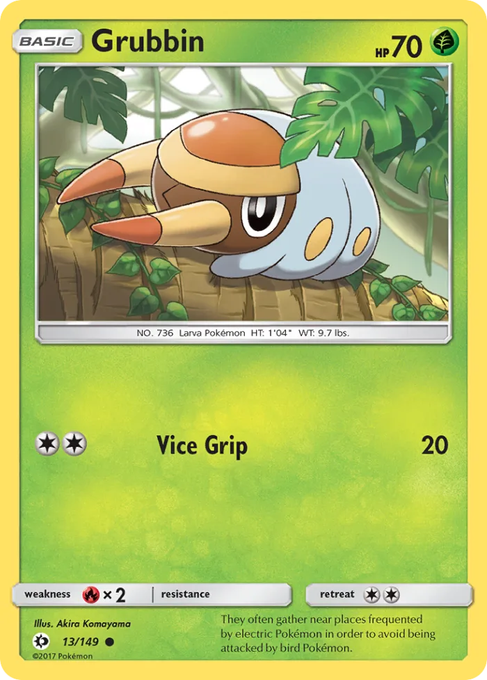 Grubbin #13 Sun & Moon Pokemon card
