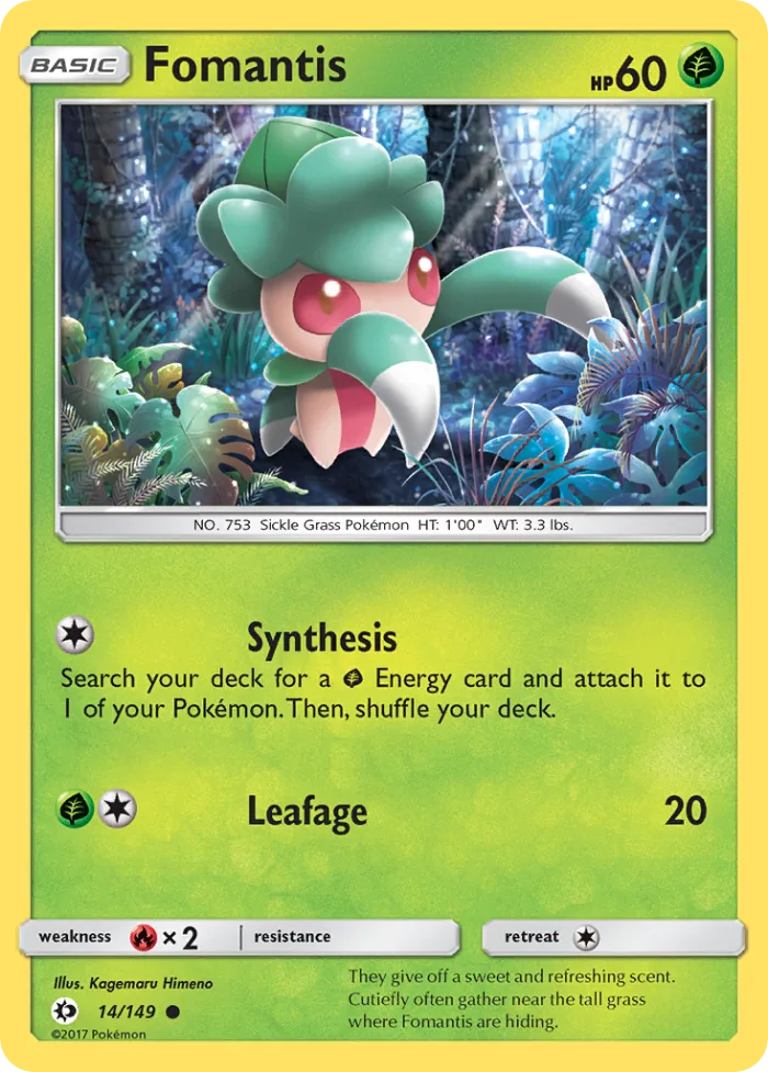 Fomantis #14 Sun & Moon Pokemon card