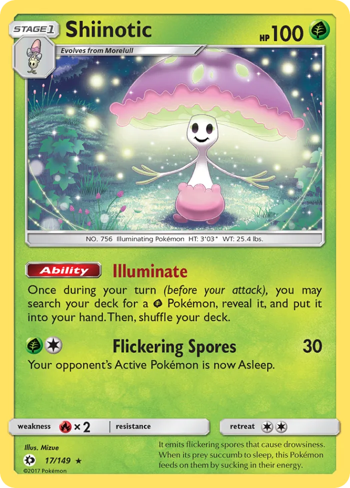 Shiinotic #17 Sun & Moon Pokemon card