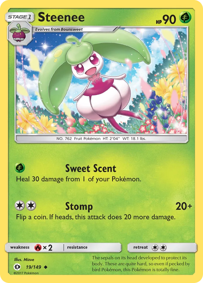 Steenee #19 Sun & Moon Pokemon card