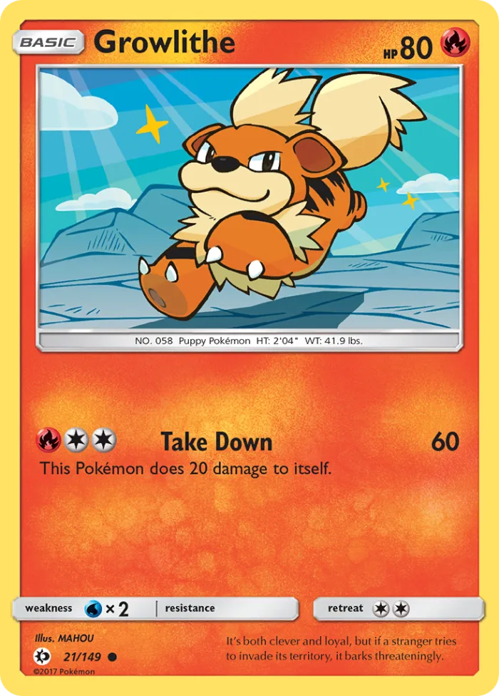 Growlithe #21 Sun & Moon Pokemon card