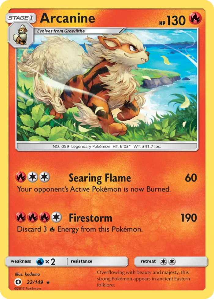 Arcanine #22 Sun & Moon Pokemon card