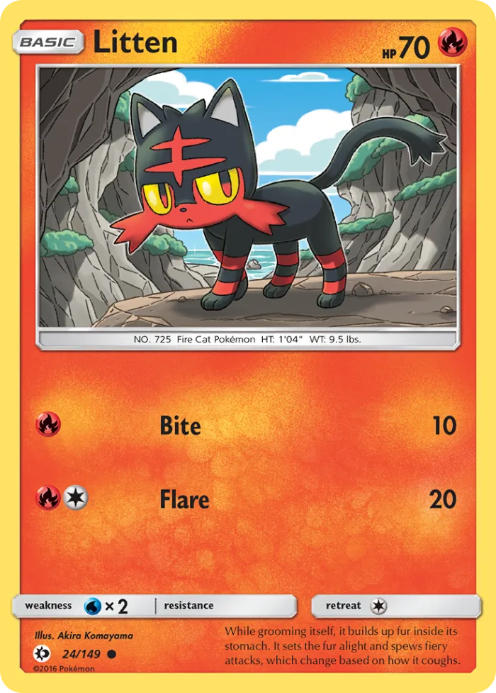 Litten #24 Sun & Moon Pokemon card