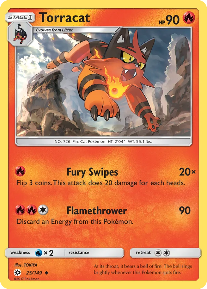 Torracat #25 Sun & Moon Pokemon card