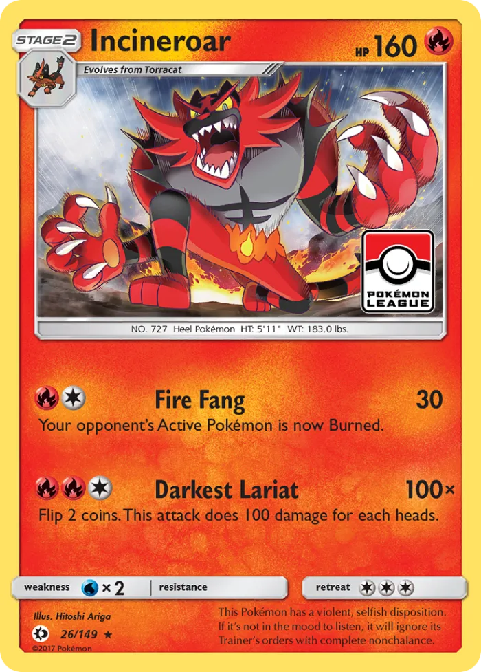 Incineroar #26 Sun & Moon Pokemon card