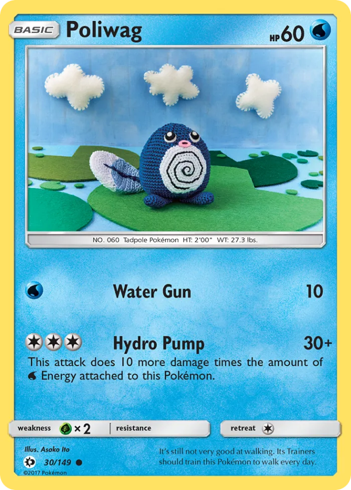 Poliwag #30 Sun & Moon Pokemon card