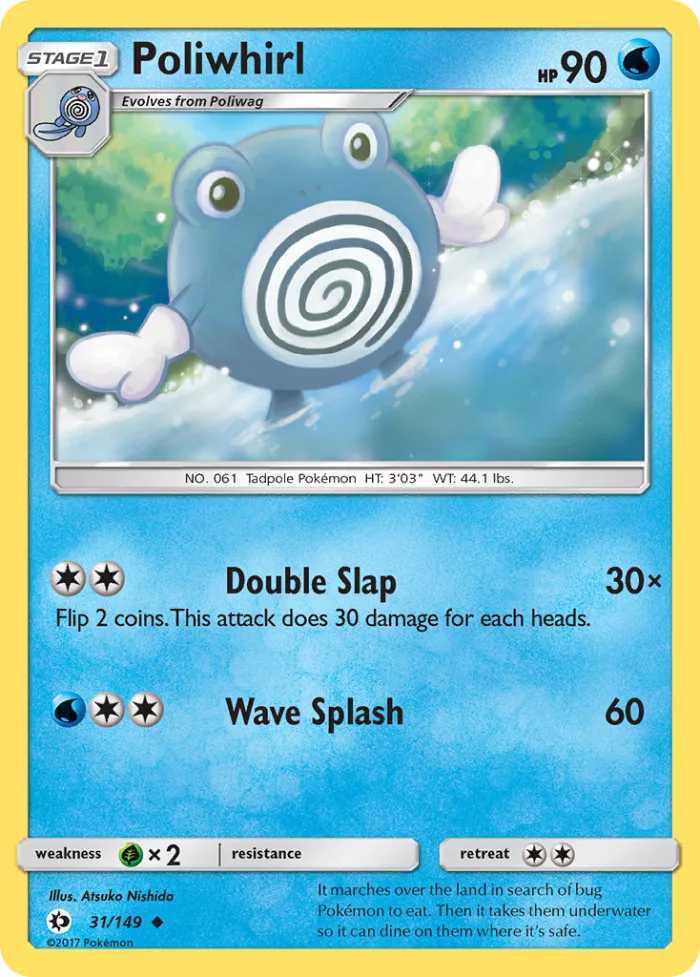 Poliwhirl #31 Sun & Moon Pokemon card