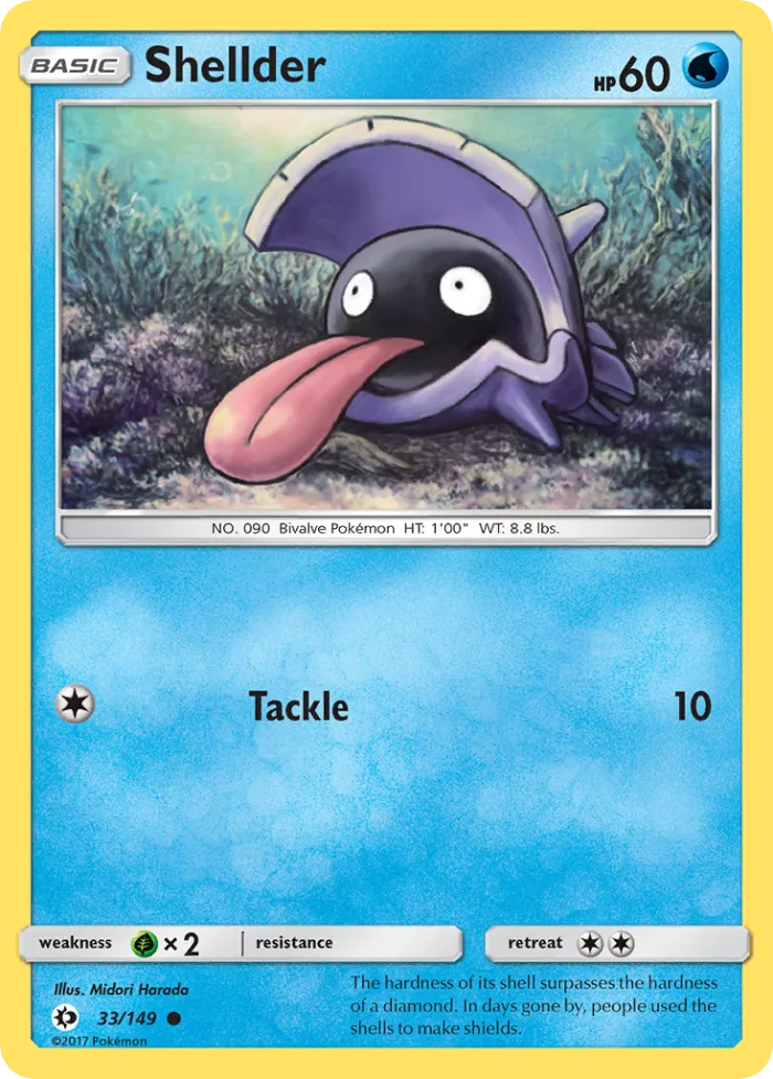 Shellder #33 Sun & Moon Pokemon card