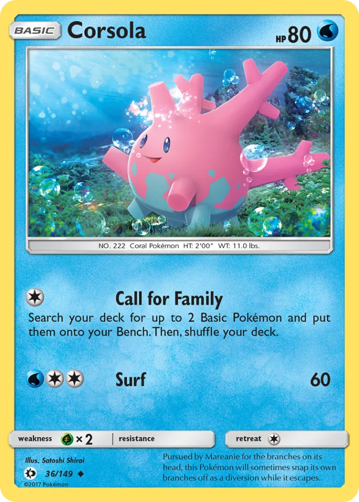 Corsola #36 Sun & Moon Pokemon card