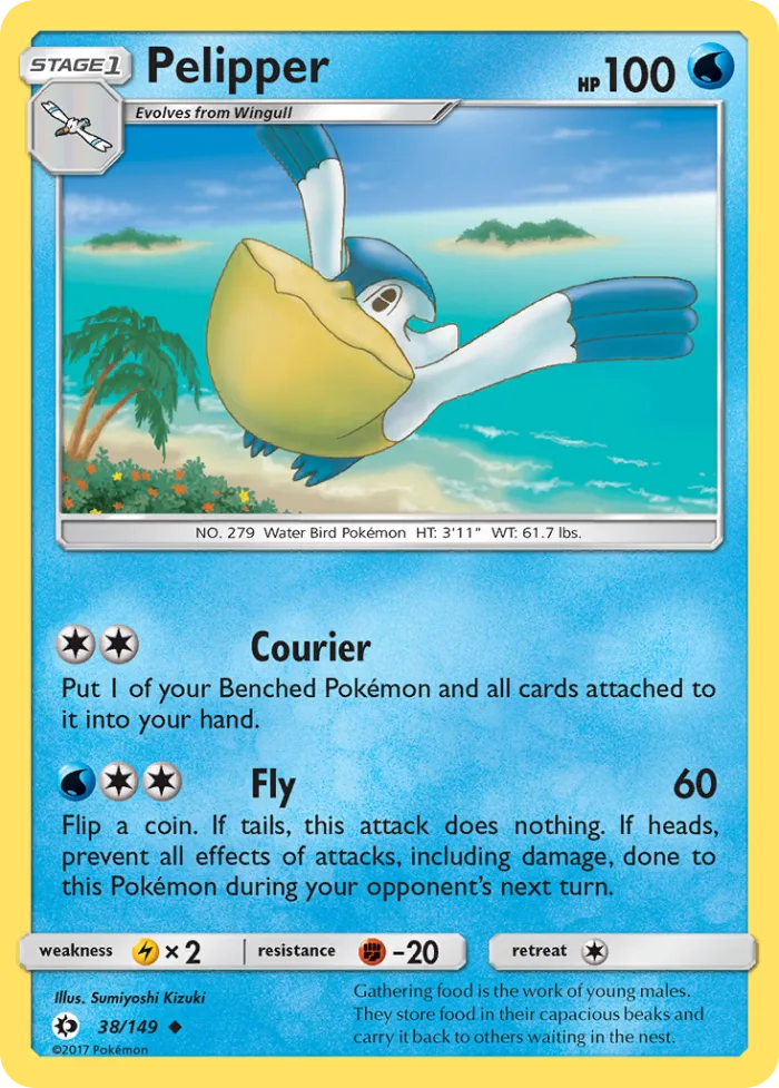 Pelipper #38 Sun & Moon Pokemon card