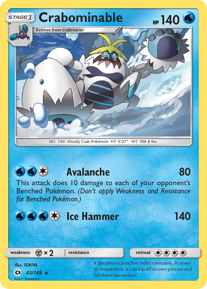 Crabominable #43 Sun & Moon Pokemon card