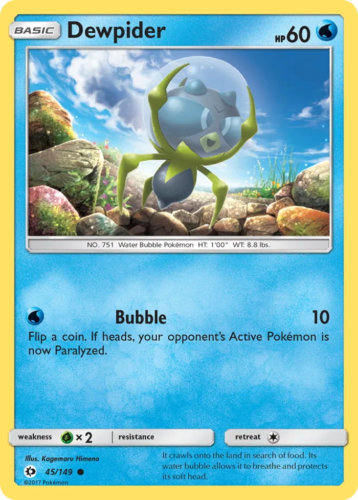Dewpider #45 Sun & Moon Pokemon card