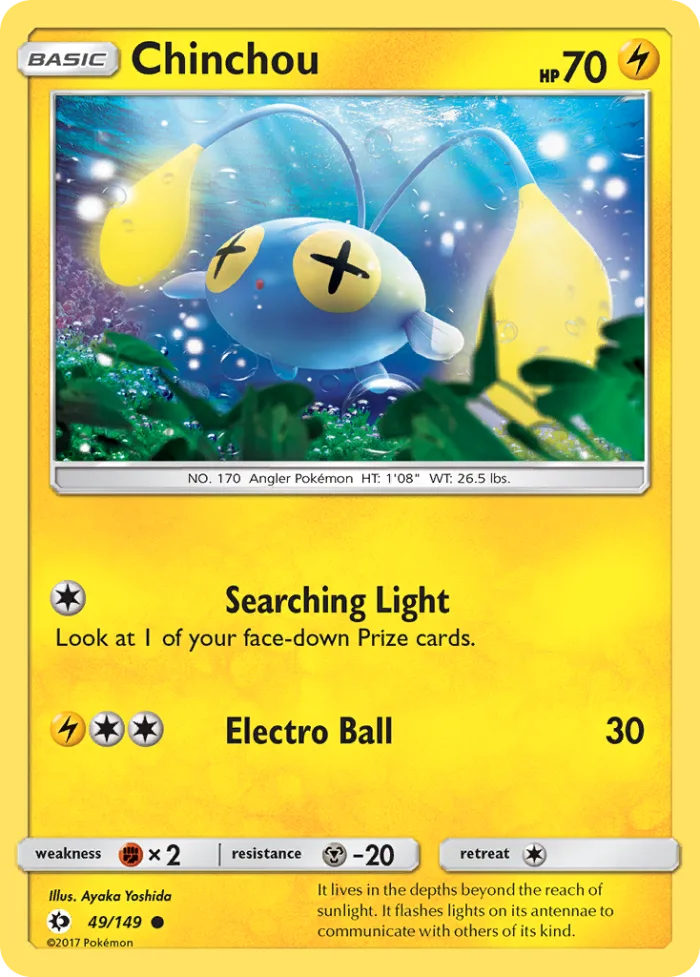 Chinchou #49 Sun & Moon Pokemon card