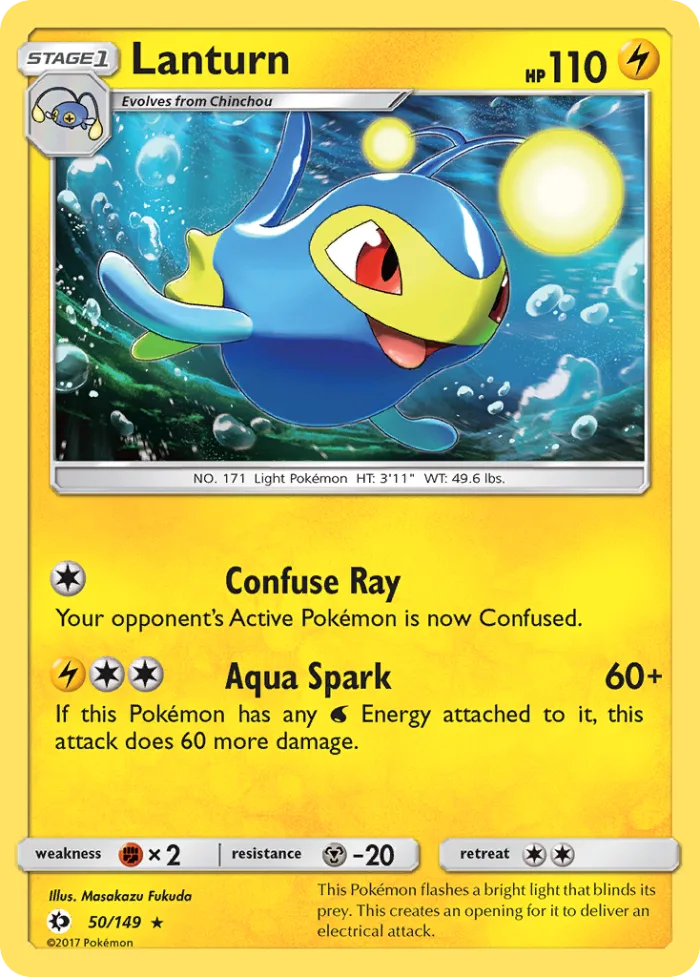 Lanturn #50 Sun & Moon Pokemon card