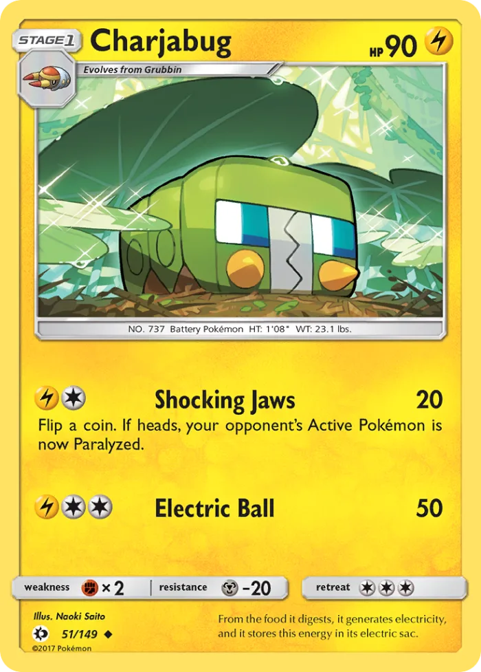 Charjabug #51 Sun & Moon Pokemon card