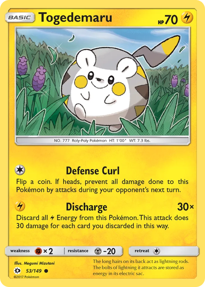 Togedemaru #53 Sun & Moon Pokemon card